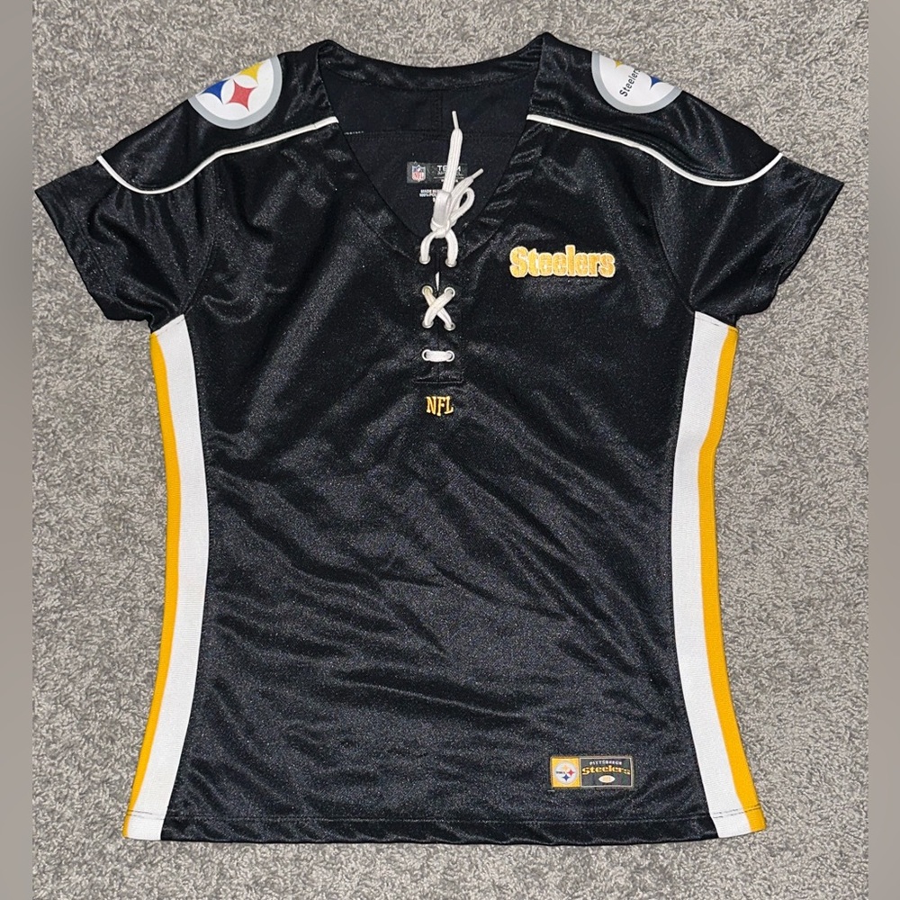 Pittsburgh Steelers Black Lace-Up Women's Jersey-Medium